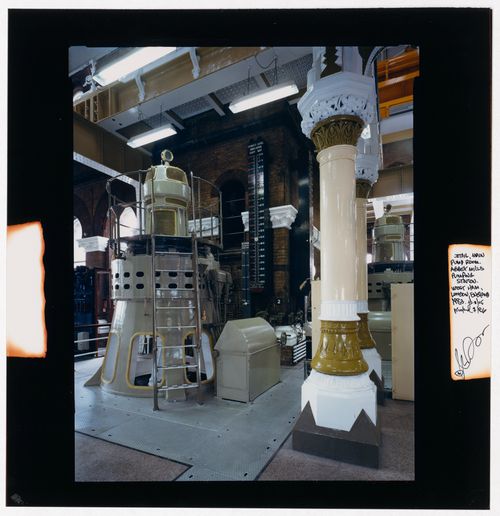 Detail, main pump room, Abbey Mills Pumping Station, West Ham, London, England
