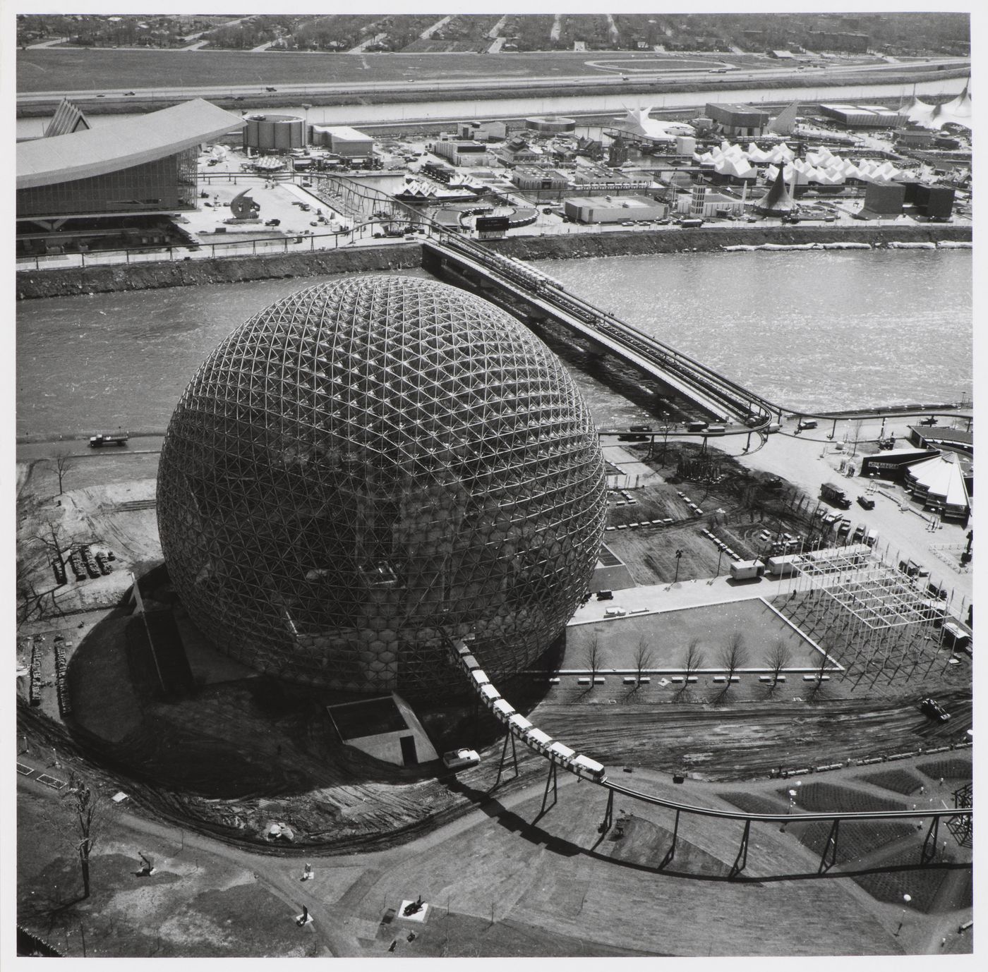 Aerial view of the Pavilion of the United States, Expo 67, Montréal, Québec