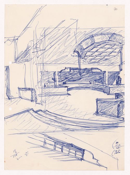 Sketch perspective for Banco Pinto & Sotto Mayor, agência e clube, Lamego, Portugal