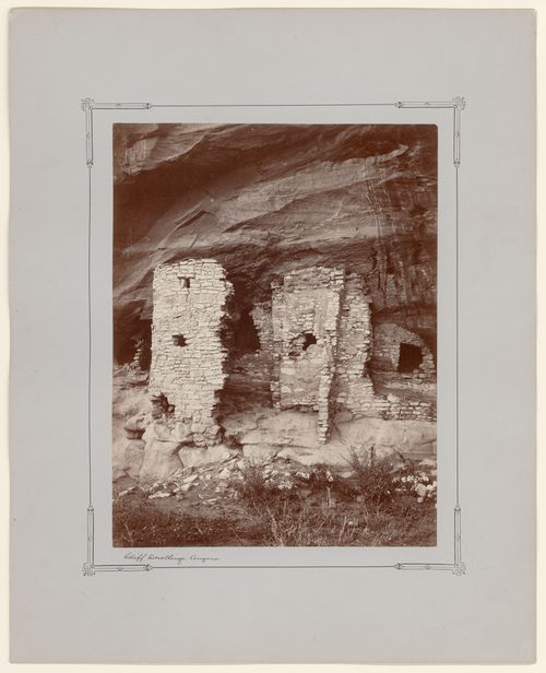 View of ruins of cliff dwellings near Fort Wingate, New Mexico