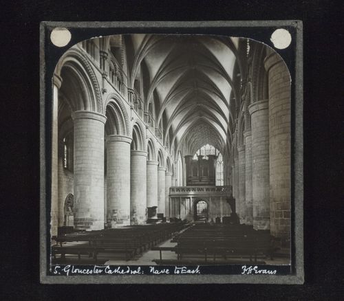 View of nave to east, Gloucester Cathedral, Gloucester, Gloucestershire, England