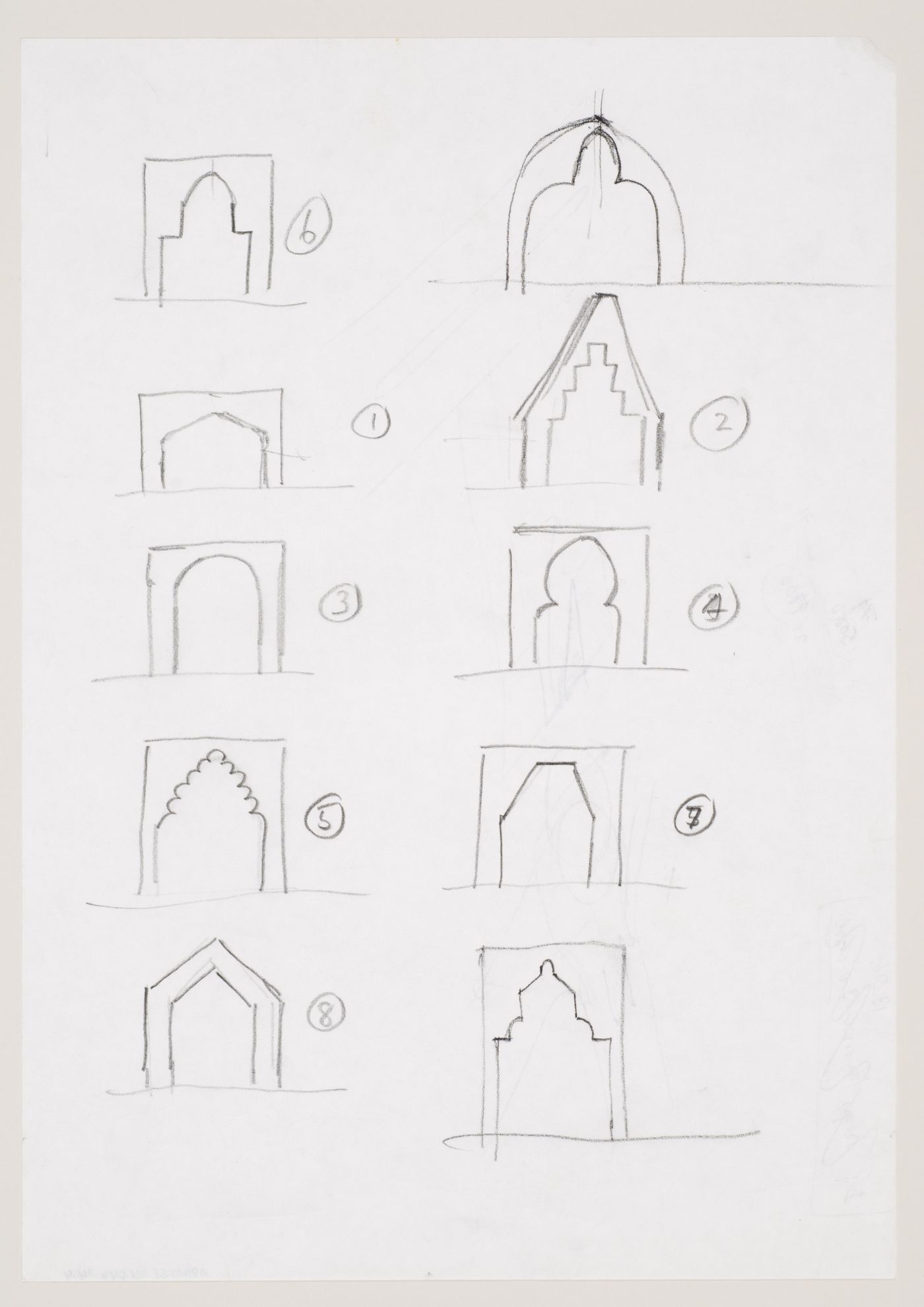Government Centre, Dawhah, Qatar: sketches for alternative arches