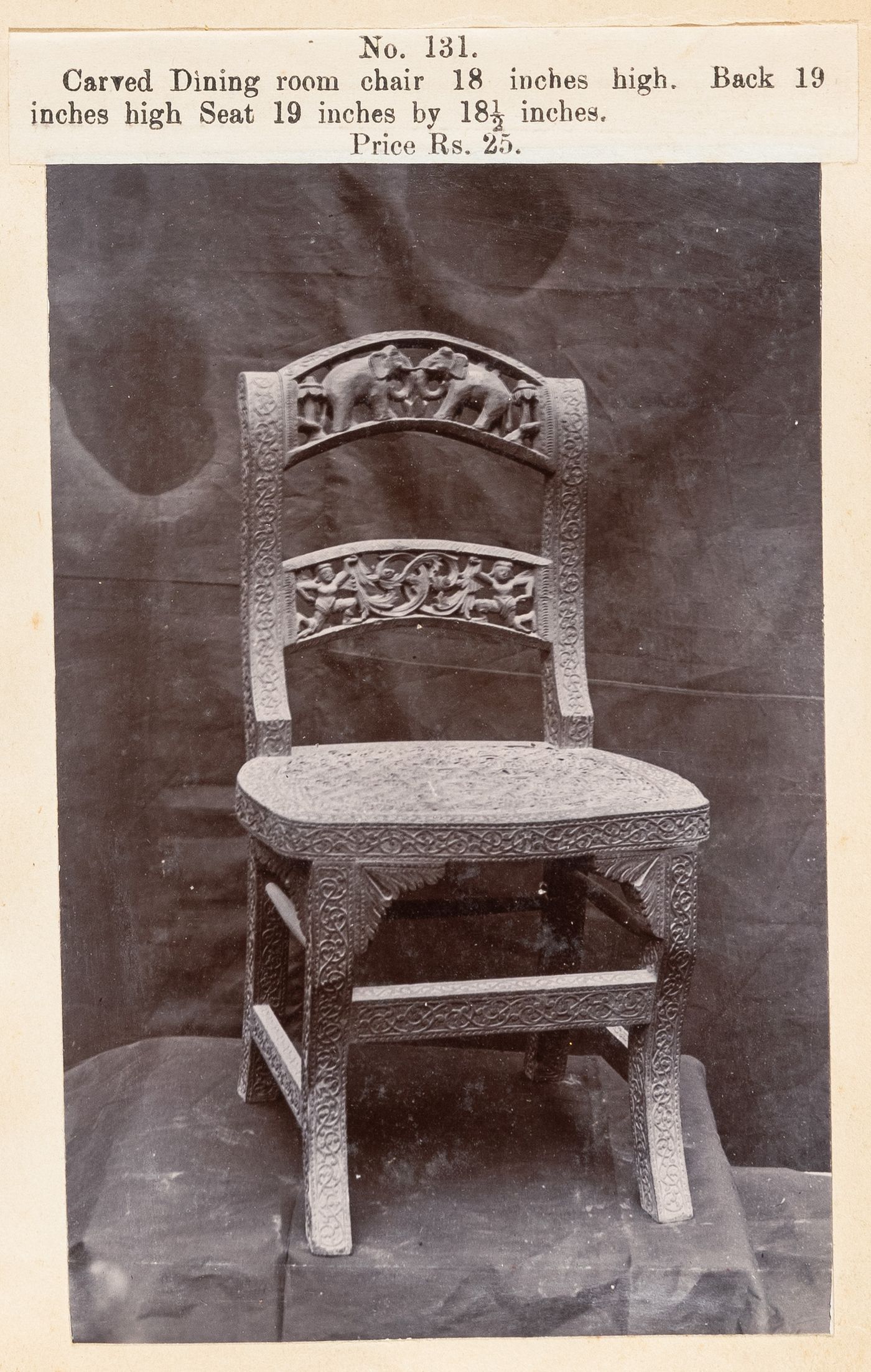 View of a chair, F. Beato Limited, C Road, Mandalay, Burma (now Myanmar)