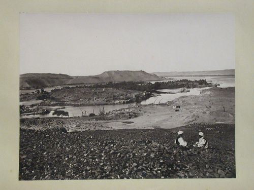 View of Elephantine Island from east bank of the Nile River, Aswan, Egypt