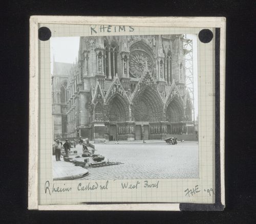 View of west façade of Notre-Dame de Reims (Cathedral), Reims, France