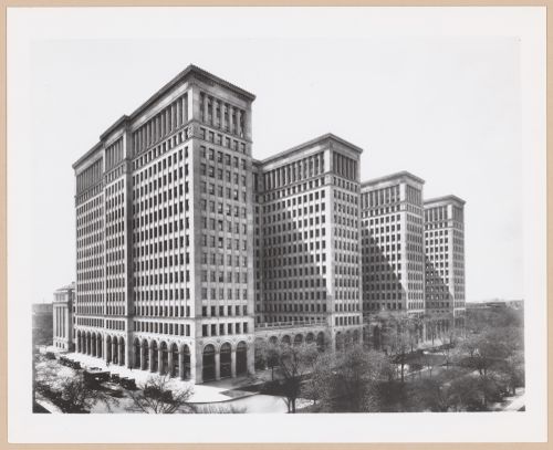 View of the principal and lateral façades of the General Motors Building, 3044 West Grand Boulevard, Detroit, Michigan