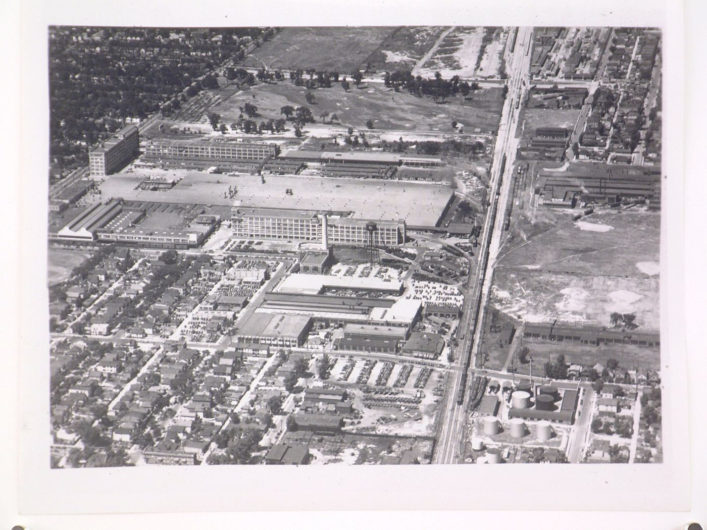 Aerial view of the Chrysler Corporation Highland Park Plant, Highland Park, Michigan