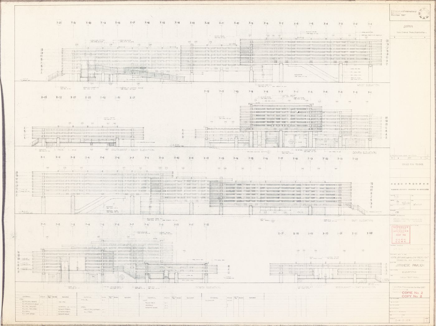 Elevations for Japanese Pavilion, Expo 67, Montréal, Québec