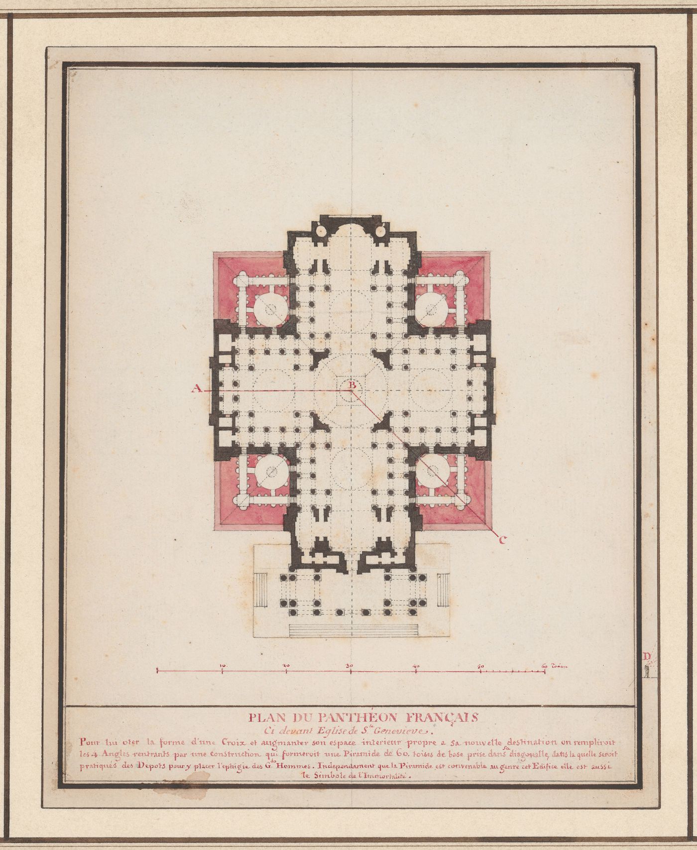 Projet pour la transformation du Panthéon en pyramide : Plan / Project for the transformation of the Panthéon into a pyramid : Plan