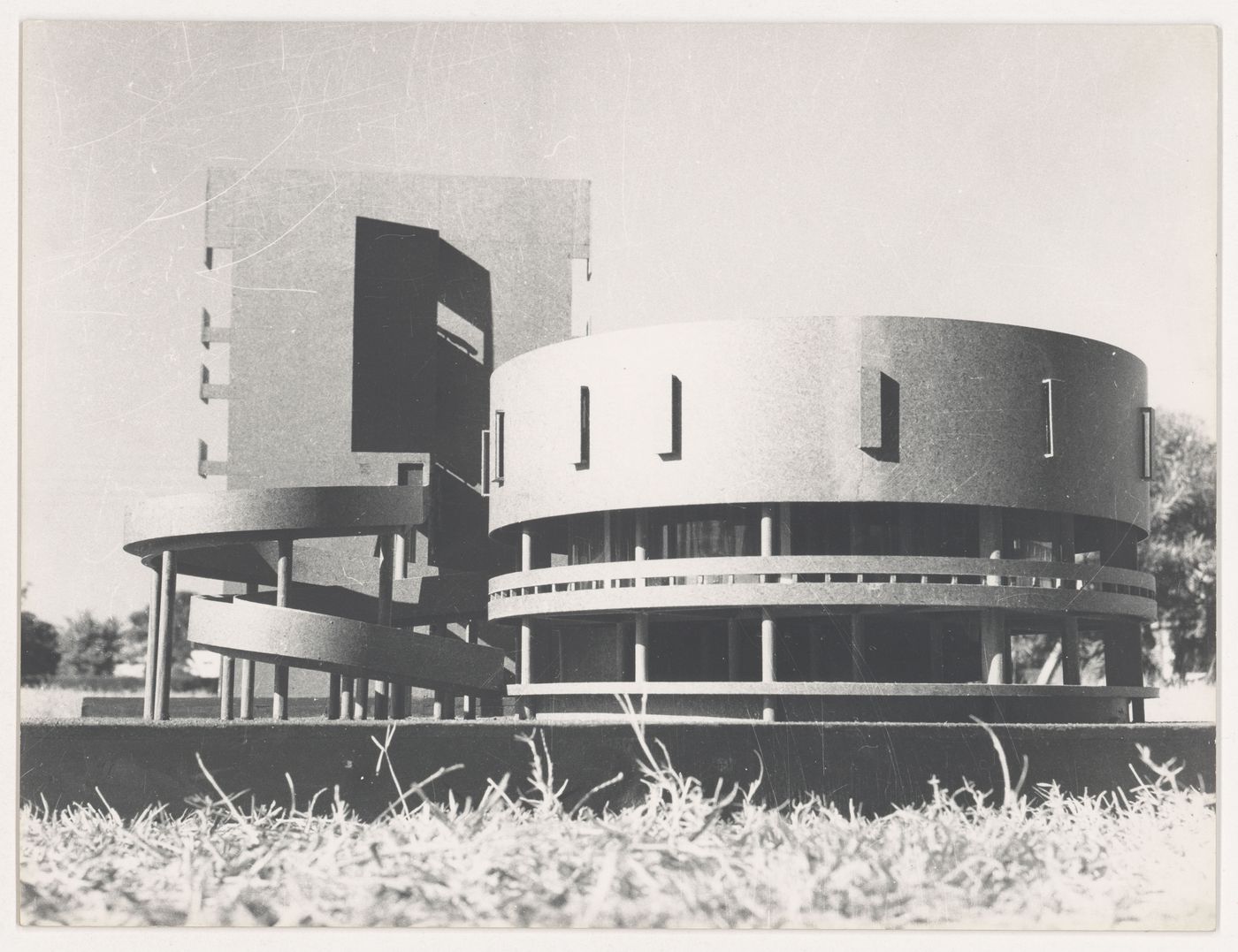 View of the model for the cafeteria of the Medical Research Institute (Post Graduate Institute for Medical Research), Sector 12, Chandigarh, India