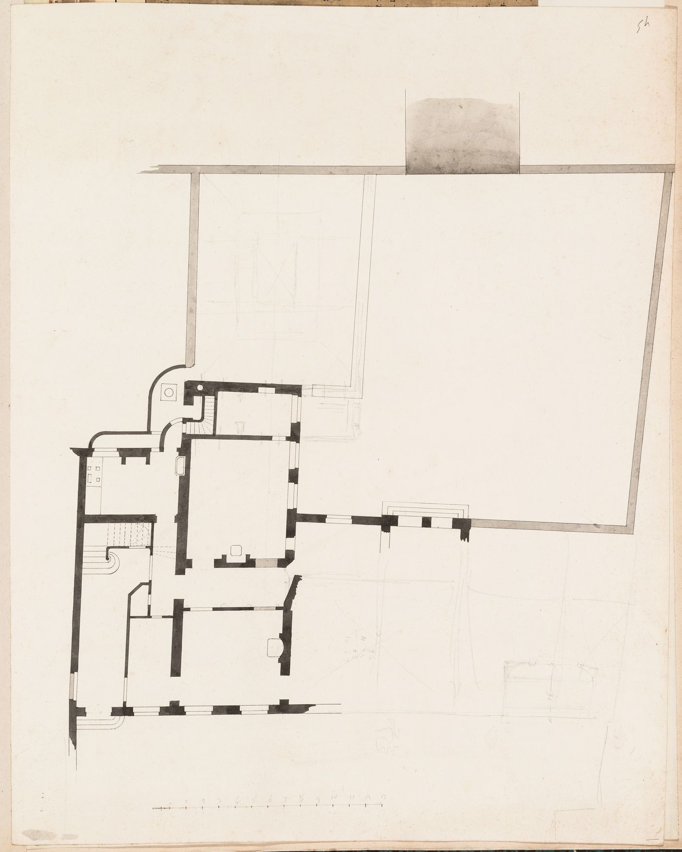 Project for the redevelopment of the École de médecine and surrounding area, Paris [?]: Partial plan, probably for the Académie de médecine