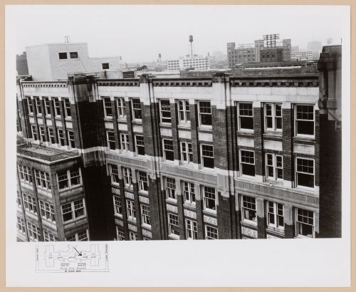 View of the top five floors of Henry Ford Hospital, West Grand Boulevard, Dearborn, Michigan