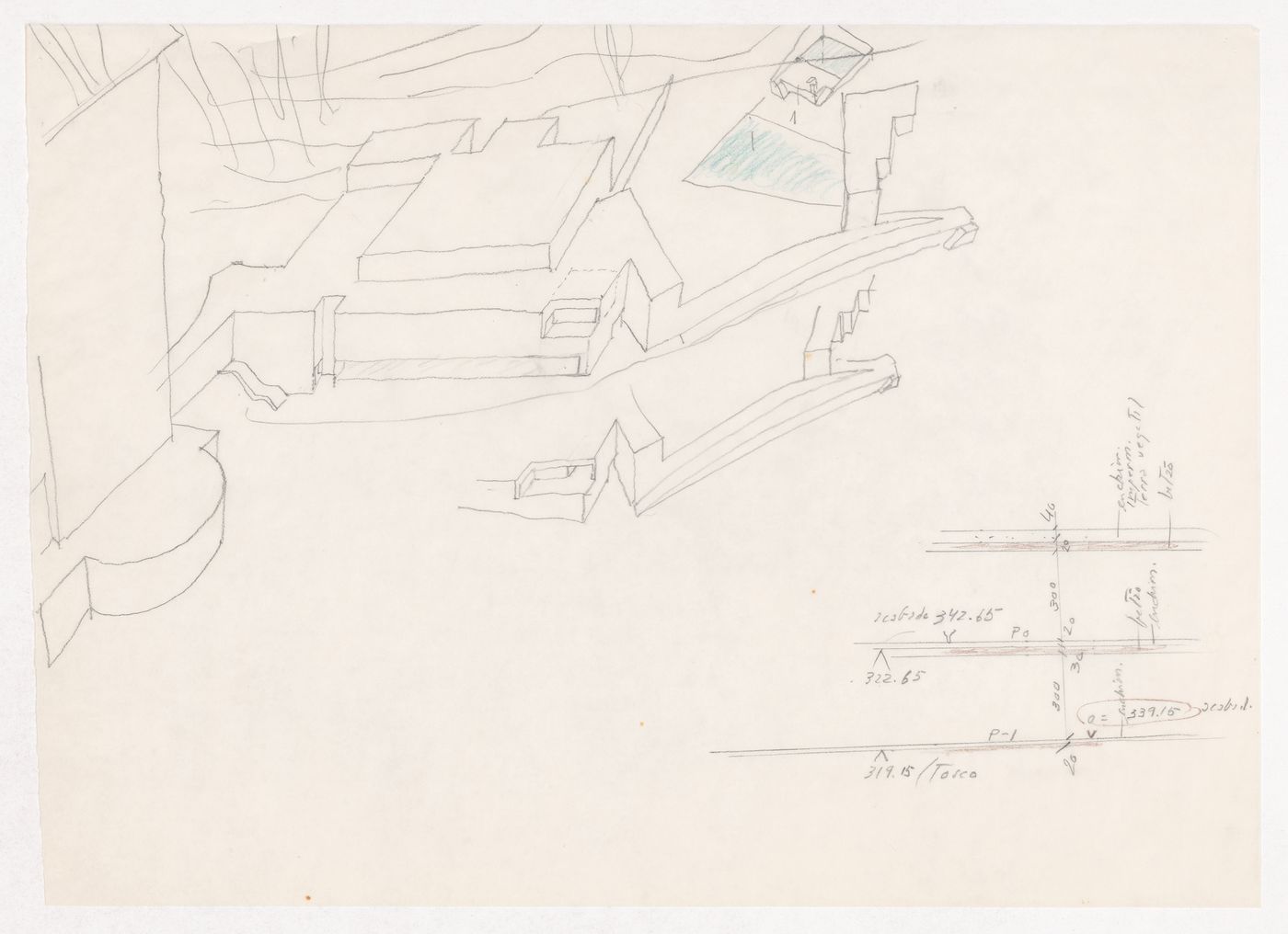 Sketch axonometric views for Parque de Vidago, Complexo Termal e Hotel Palace, Vidago, Portugal