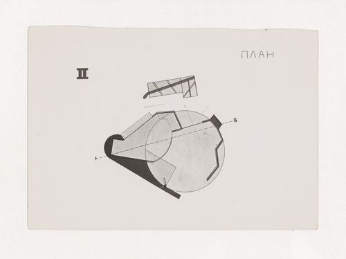 Photographs of student drawing on the topic "Exercise on Finding Mass and Weight. Exhibition Pavilion" for the "Space" course at the Vkhutein (Moscow Higher Technical Institute), Moscow