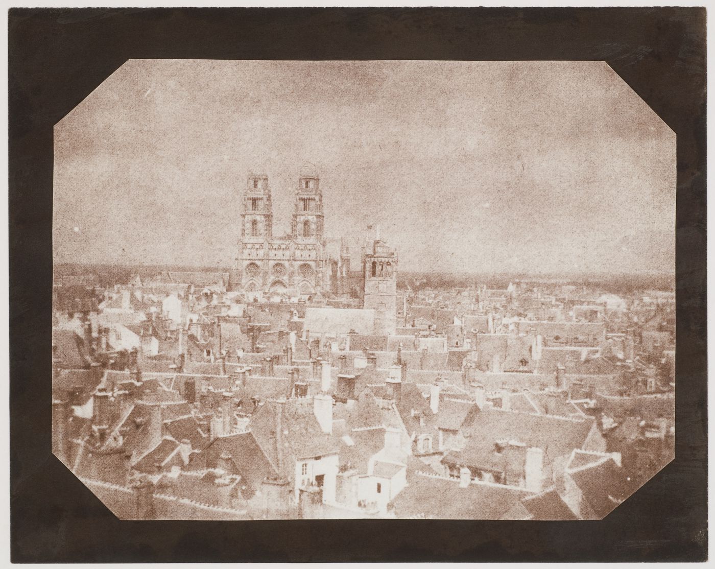 Elevated view showing Orleans cathedral, France