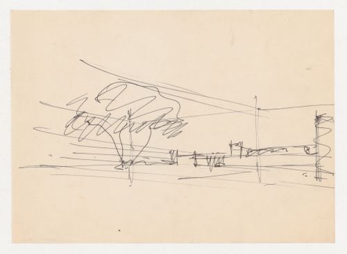 Perspective sketch from an interior viewpoint for Campus buildings for Illinois Institute of Technology