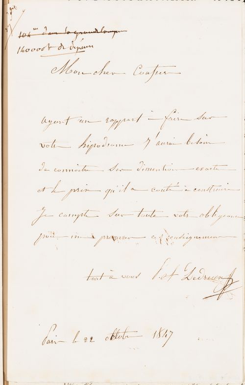 Letter from an unidentified correspondent to Charles Rohault de Fleury, 22 October 1847