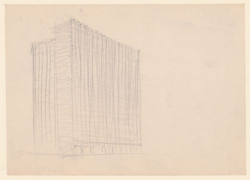 Perspective of a highrise building, possibly the Promontory Apartments, Chicago, Illinois