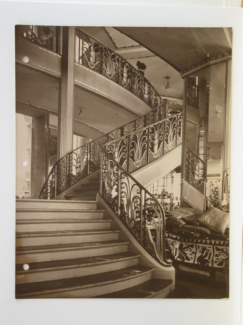 Au Bon Marché department store: Interior, stairway, with ironwork by Edgar Brandt, Paris, France
