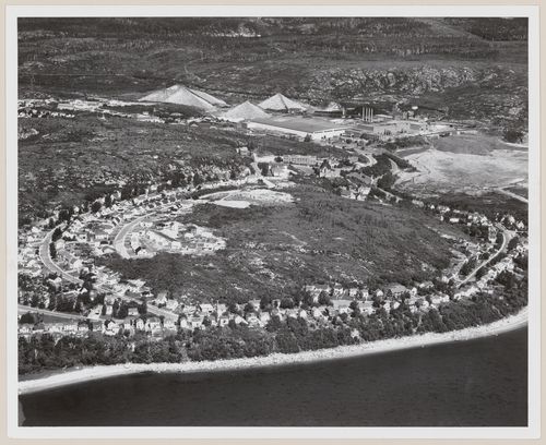 Baie Comeau. Quebec North Shore Paper Company townsite, W. Mill in background, Quebec