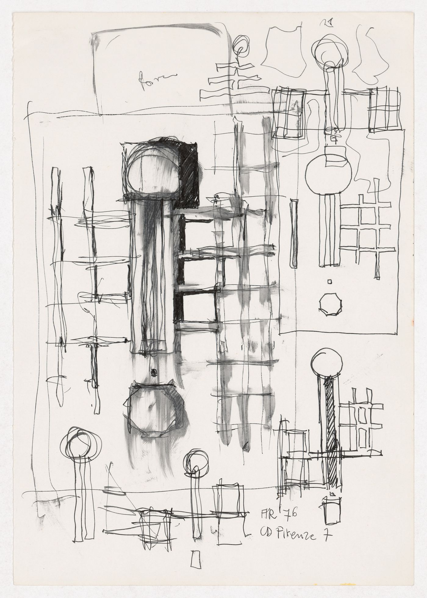 Sketch plans [?] for Centro Direzionale, Florence