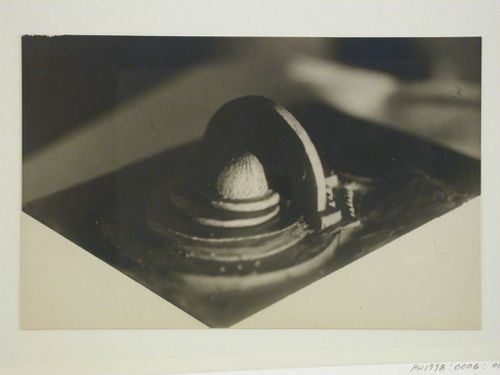 Photograph of a clay [?] model for the first round of competition for a "synthetic theater" in Sverdlovsk, Soviet Union (now Ekaterinburg, Russia)