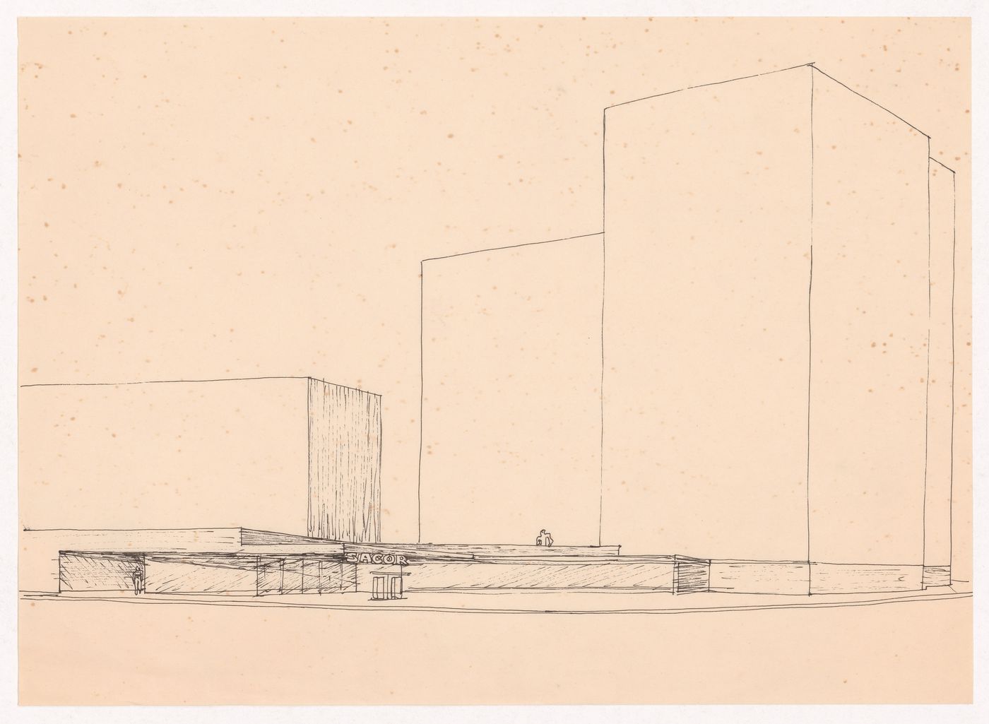 Sketch perspective for Habitações Colectivas da Sacor, Matosinhos, Portugal