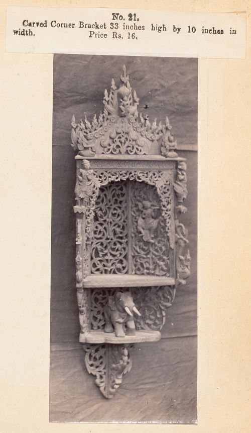 View of a corner shelf, F. Beato Limited, C Road, Mandalay, Burma (now Myanmar)