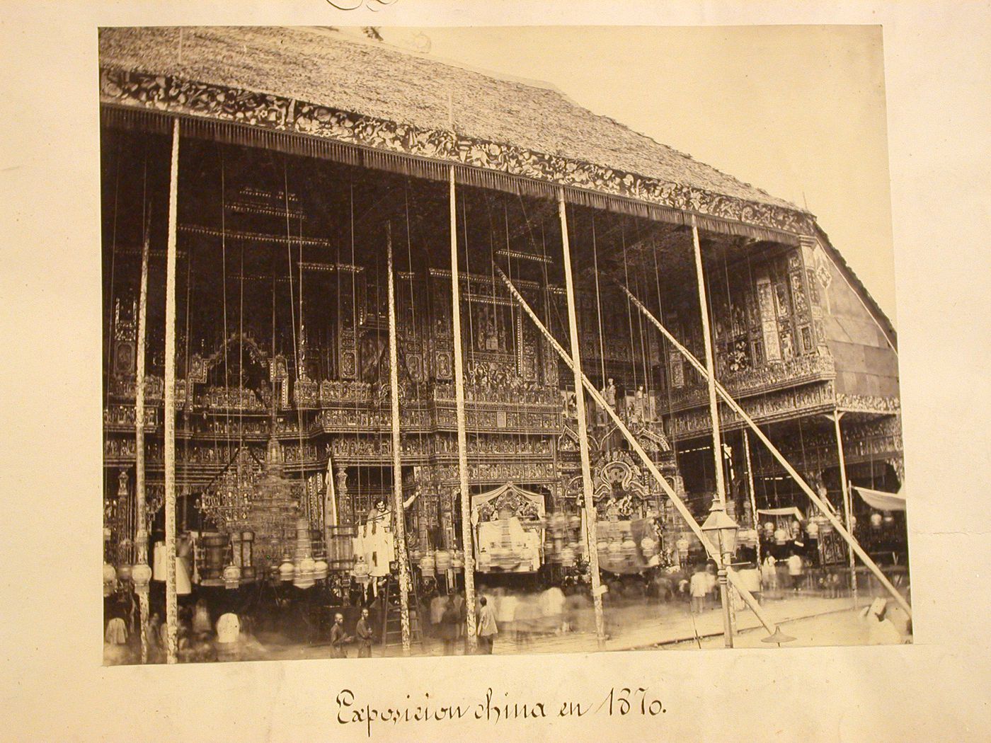 View of an exhibition held in a matshed, Hong Kong (now Hong Kong, China)
