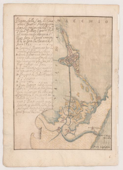 Map of the town of Comacchio and the port of Magnavacca; verso: Map of the Po River and surrounding canals from Ferrara to Marrara