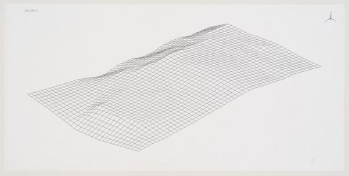 Perspective view of grid formed by upper chords of trusses in space frame, Odawara Municipal Sports Complex, Odawara, Kanagawa, Japan