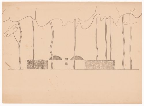 Elevation of service pavilion for Casa sobre el arroyo, Mar del Plata, Argentina