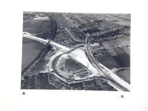 Aerial view of Loop Road, during construction of the Swanley Bypass, England