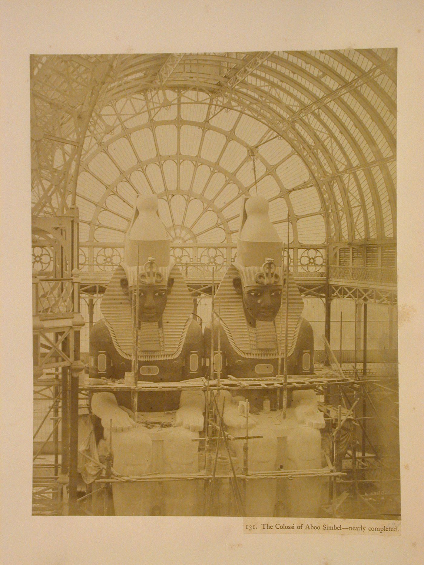 The Colossi of Aboo Simbel under process of painting, Crystal Palace, Sydenham, England