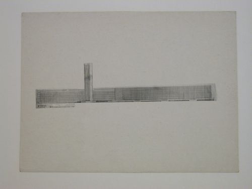 Photograph of an elevation for the Building of Industry showing the Mamina-Sibiriaka Street façade, Sverdlovsk, Soviet Union (now Ekaterinburg, Russia)