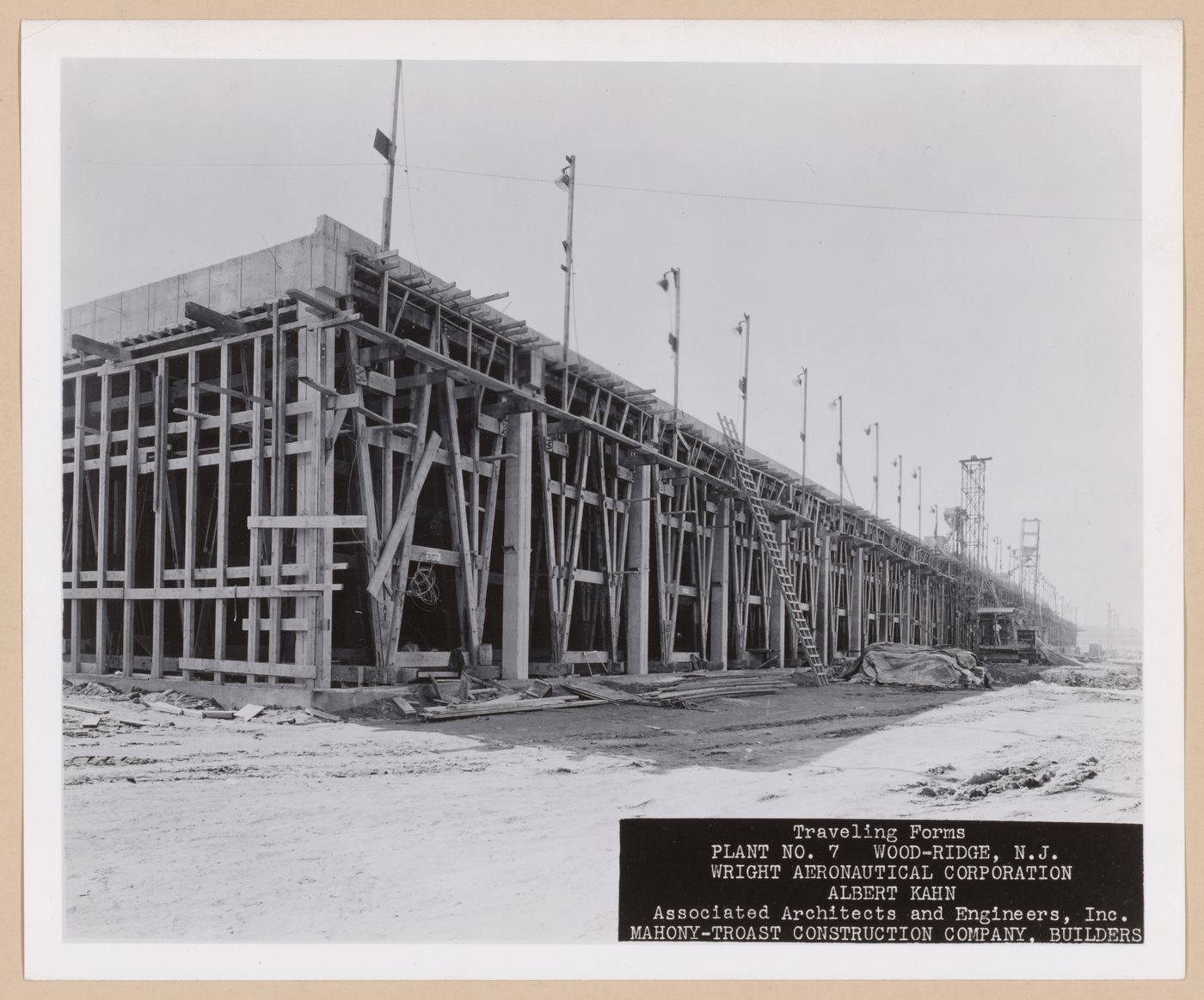 View of Assembly Building No. 7 [?] under construction, Wright Aeronautical Corporation Airplane Engine Assembly Plant, Wood-Ridge, New Jersey