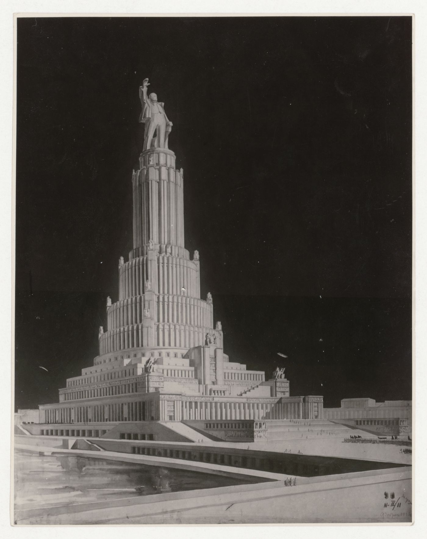 Photograph of a perspective drawing for a Palace of Soviets, Moscow