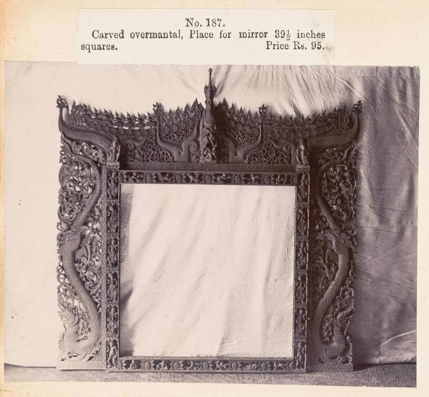 View of a mantel, F. Beato Limited, C Road, Mandalay, Burma (now Myanmar)