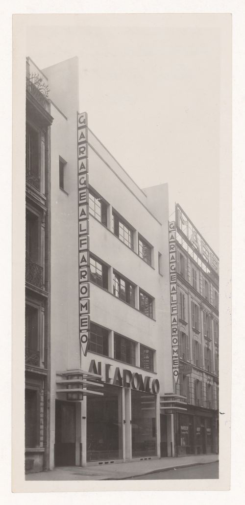 Exterior view of Alfa Romeo Garage, Marbeuf road, 8th arrondissement, Paris, France