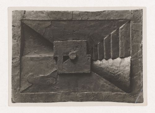 Photograph of a student model on the topic "Bas-relief: Compositions on Finding Depth, Rhythm and Dynamics" for the "Volume" course at the Vkhutemas (Higher State Artistic Technical Studios), Moscow