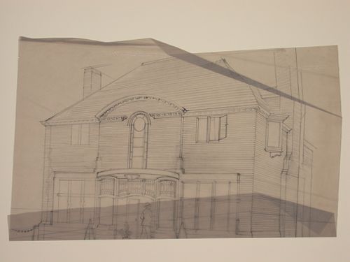 Perspectival view showing a house