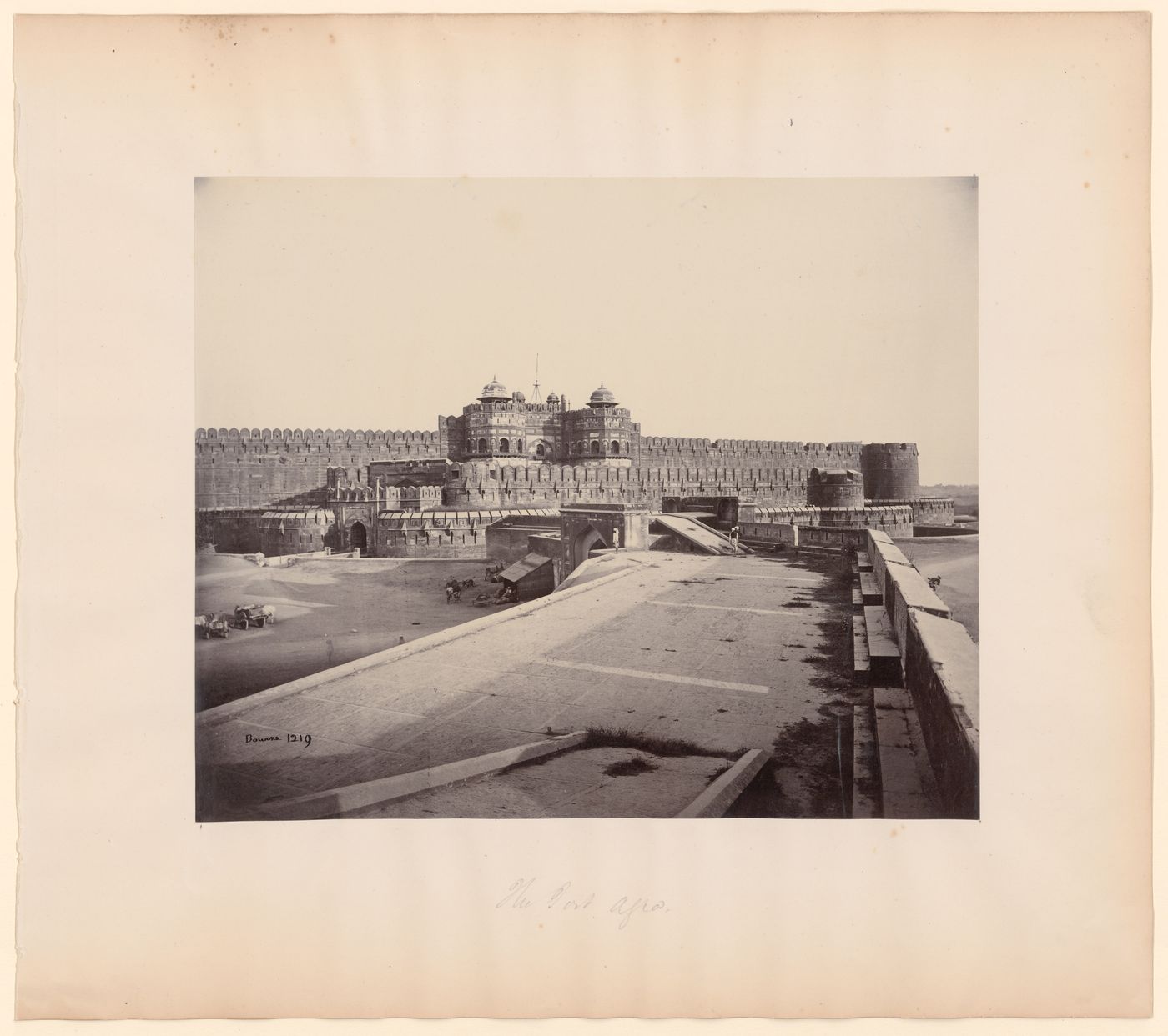 View of the Agra Fort from the top of the enceinte, showing the Delhi Gate on the left, Agra, India