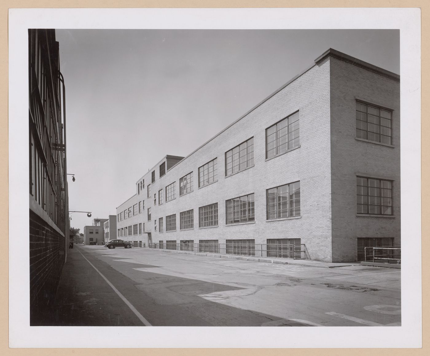 View of the principal [?] façade of the Engineering Building (formerly the Personnel Building), Chrysler Corporation Highland Park Plant, Highland Park, Michigan