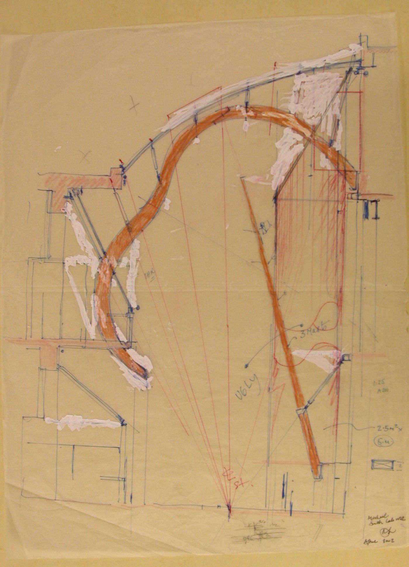 Cross section of atrium and sketched details, Michael Smith Laboratory, University of British Columbia, Vancouver, British Columbia
