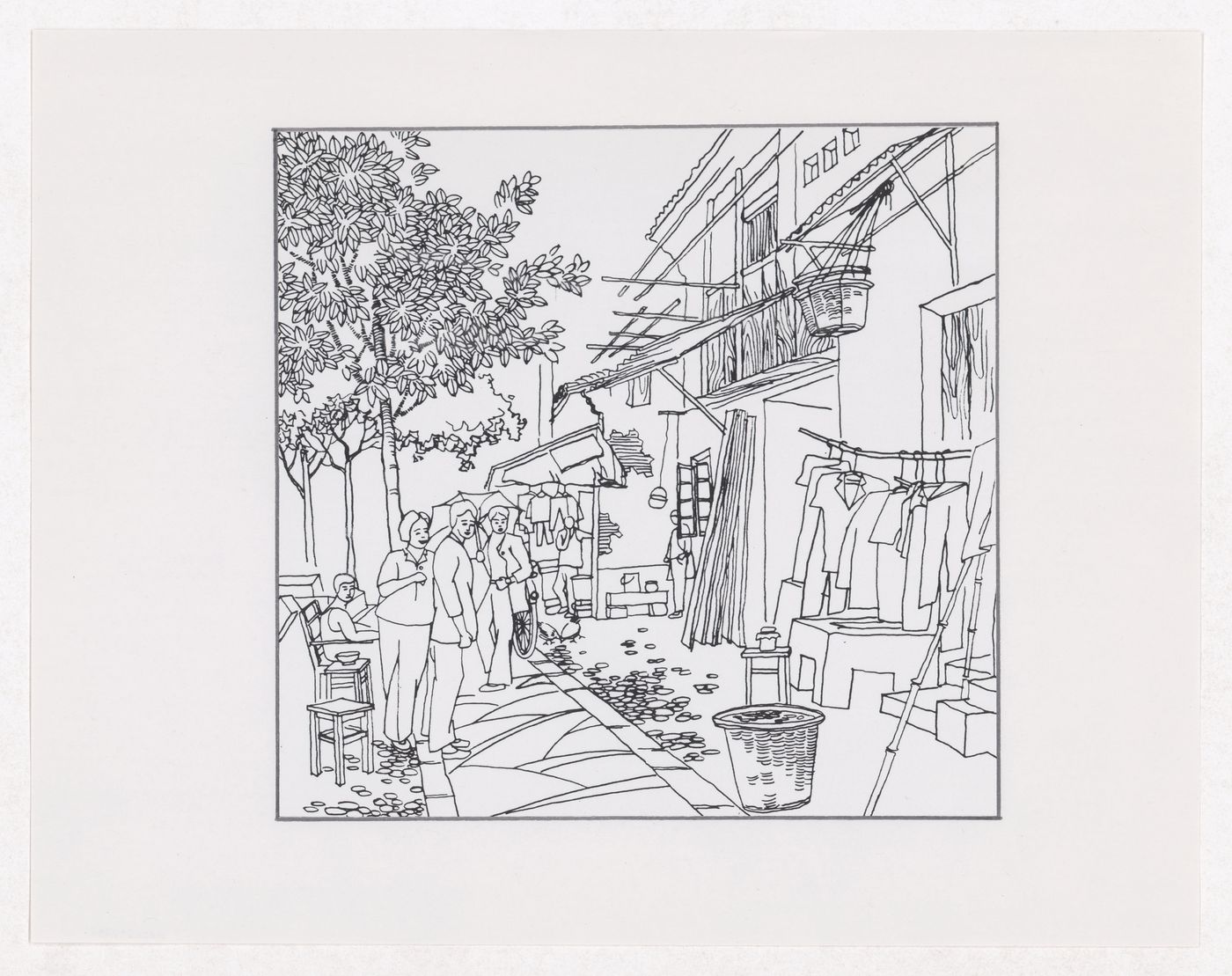Illustration showing the traditional living patterns for the Sichuan housing project for "Housing a Billion: Urban Upgrading: Design Ideals for Rural China" publication