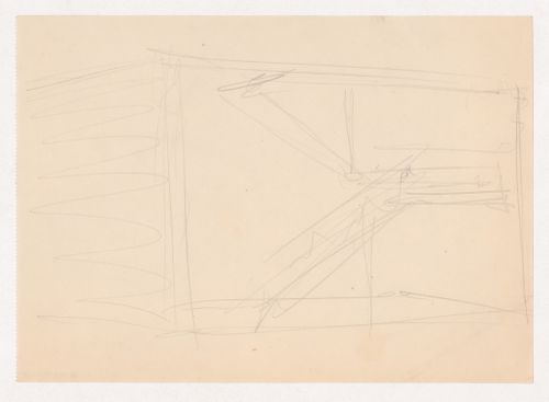 Perspective sketch for stairs for the Metallurgy Building, Illinois Institute of Technology, Chicago
