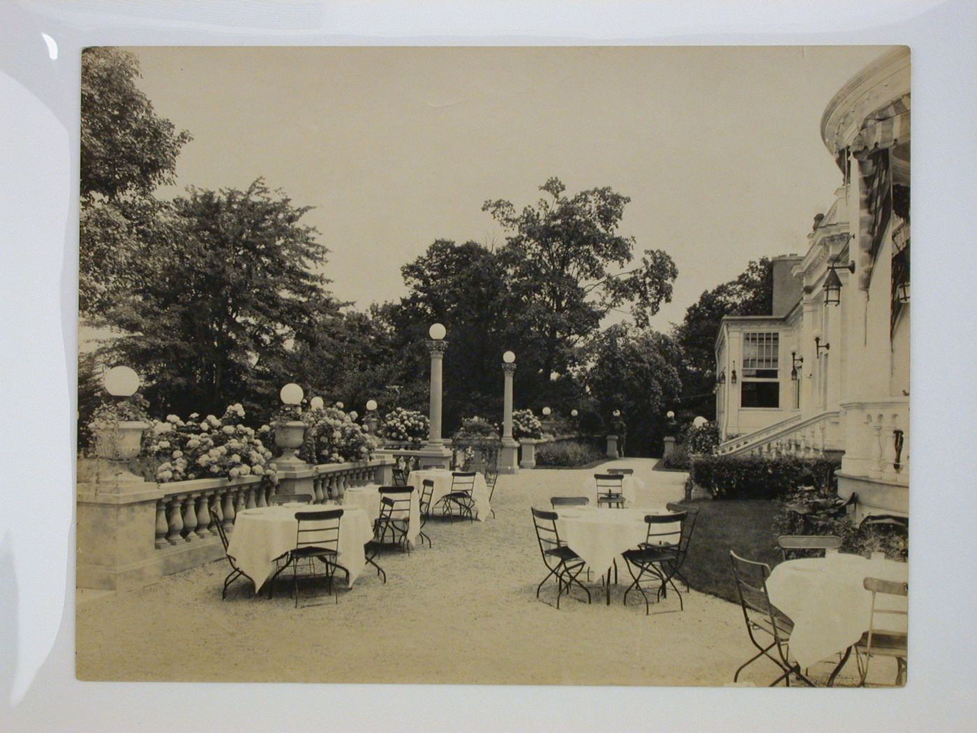 View of the Longue Vue Golf Course clubhouse terrace, New York [?], United States