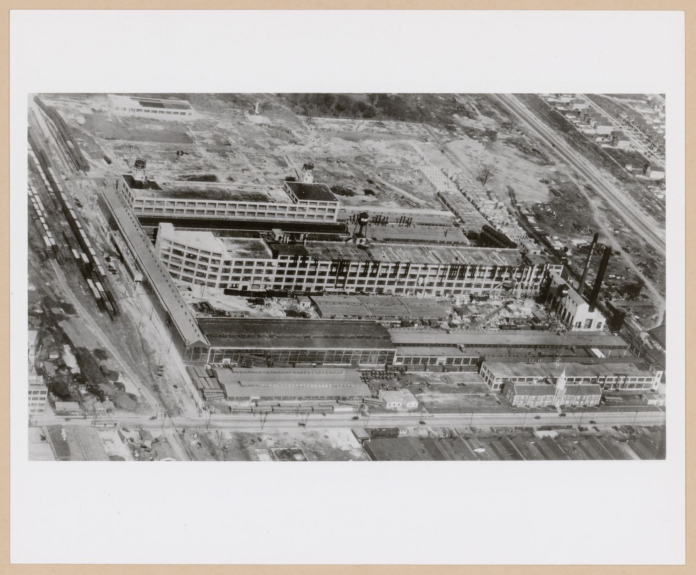 Aerial view of the Press and Hub Building, Budd Wheel Company Assembly Plant, Detroit, Michigan
