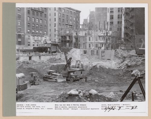 Seagram building under construction, 375 Park avenue, New York, N.Y., north-east view
