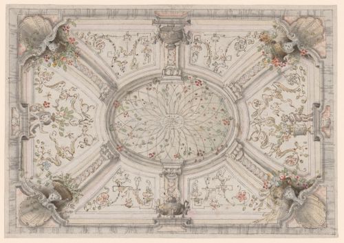 Presentation drawing for a Rococo trompe-l'oeil ceiling